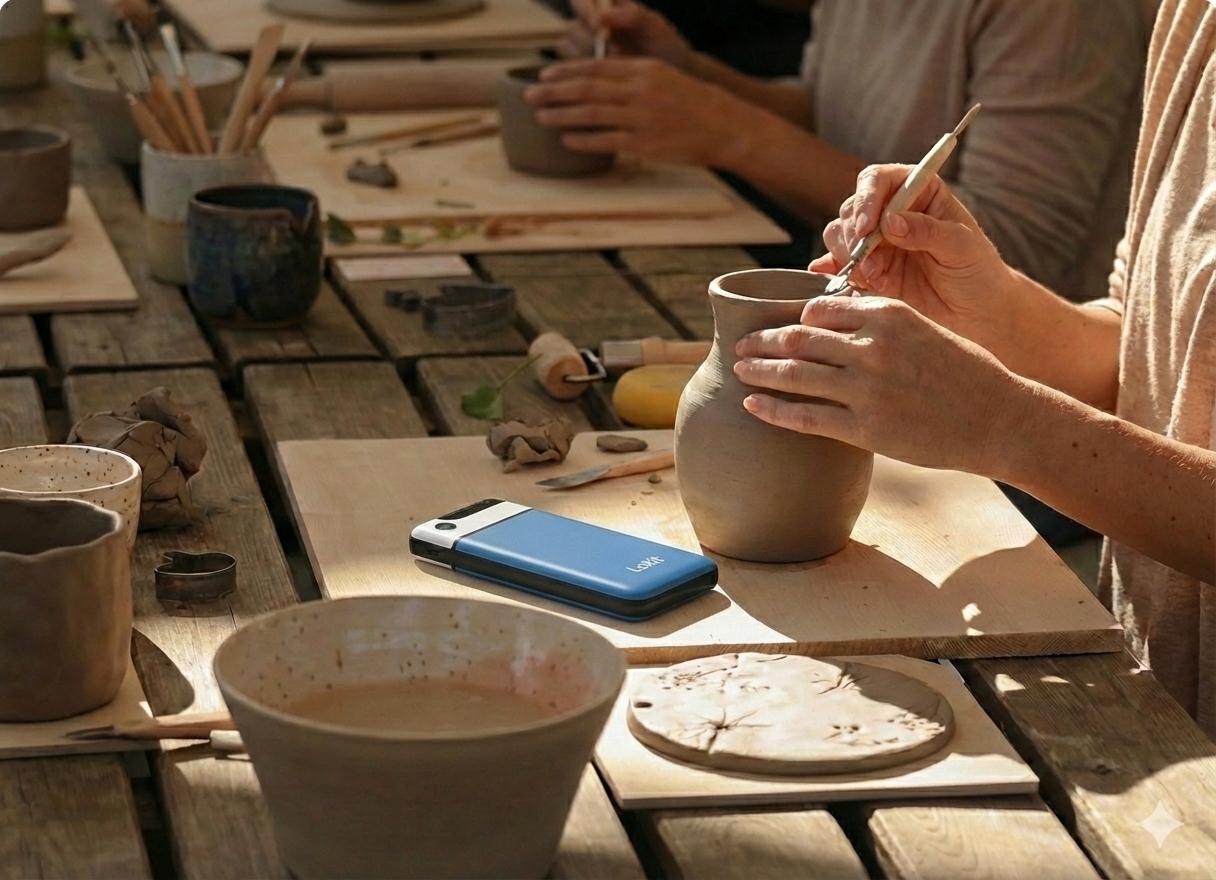Lokit box at a pottery workshop